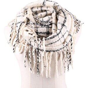 Women's  Ia-white Scarf Winter Double-Layer Neck Warmer Knit Fleece Lined Circle